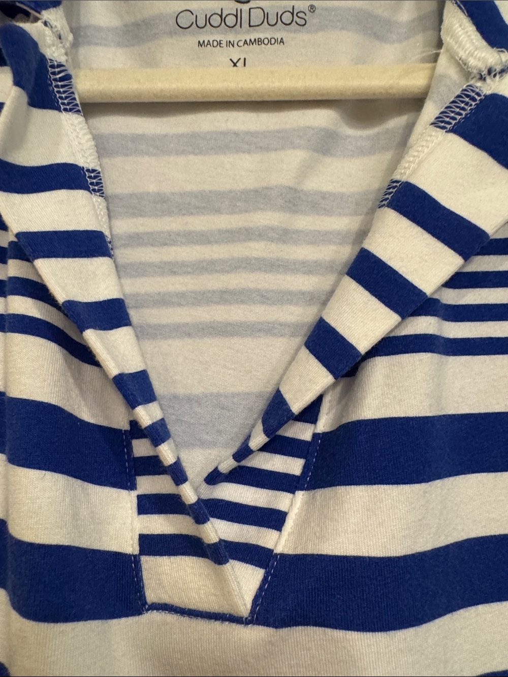 Cuddl Duds Blue and White Striped short-Sleeve Top - Picture 4 of 5